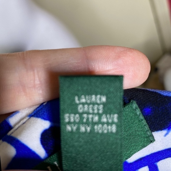 Lauren Ralph Lauren Dress Blue & White Patterned Fit N Flare Size 4 - Picture 8 of 10